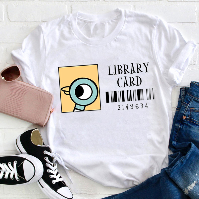 Library Card Teacher T-Shirt