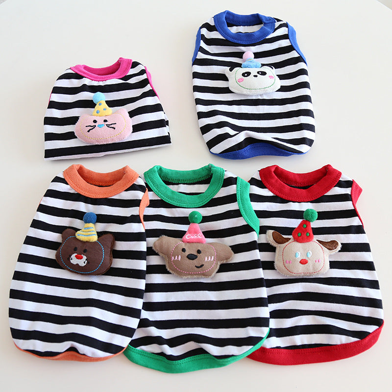 Striped Cute Animal Decor Dog Cat Vest