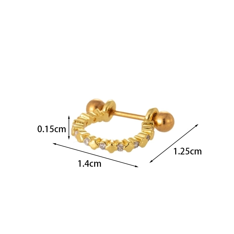 Ear Cartilage Rings & Studs Fashion Crown Copper Plating Artificial Gemstones