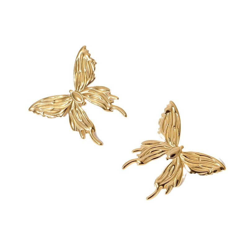 Simple And Versatile Butterfly Earrings Personalized Design Cute Niche Stainless Steel Earrings