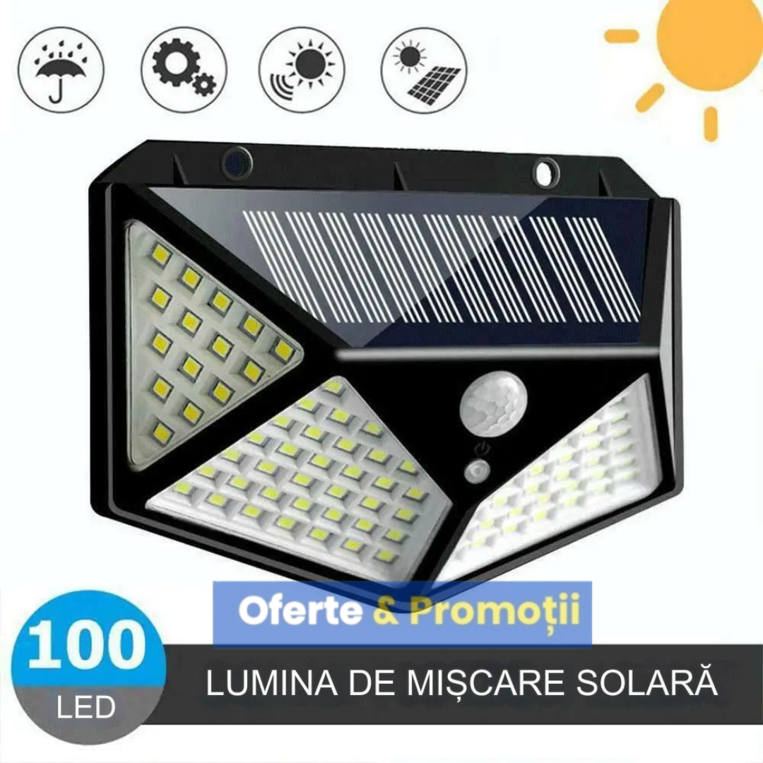 Lampa solara cu senzor de miscare. 100 LED