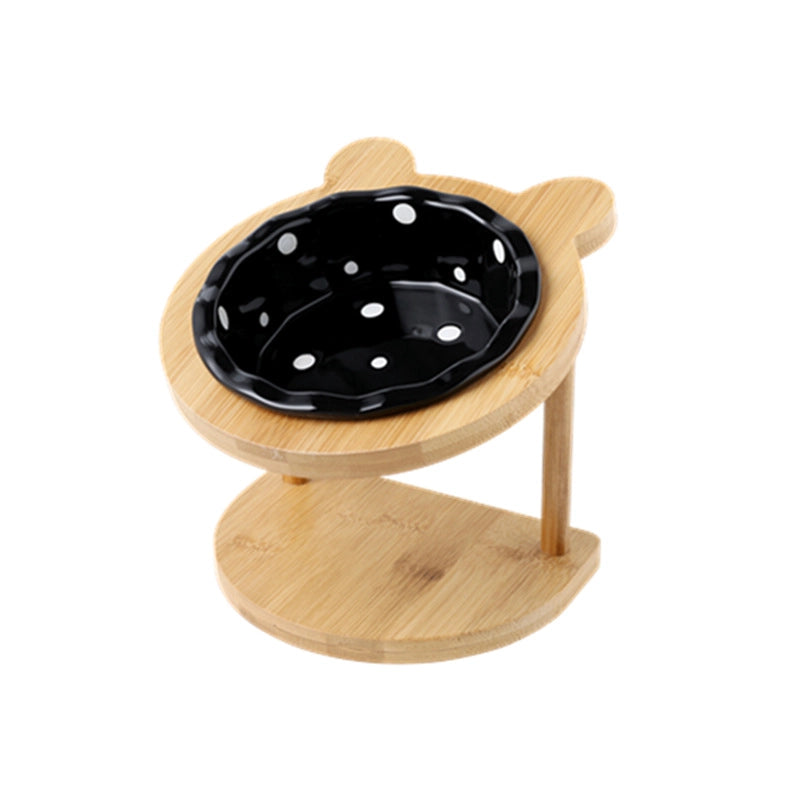 Ceramic Cat Bowl Stand Neck Protection Anti-black Chin Feeding Bowl Small Dog Teddy Inclined Cat Food Supplies