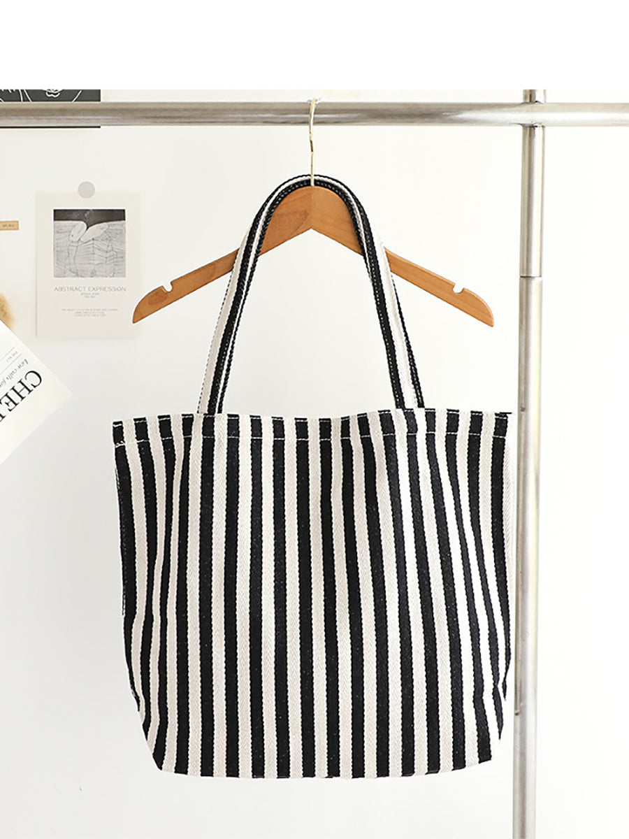 Women Casual Stripe Canvas Shoulder Bag