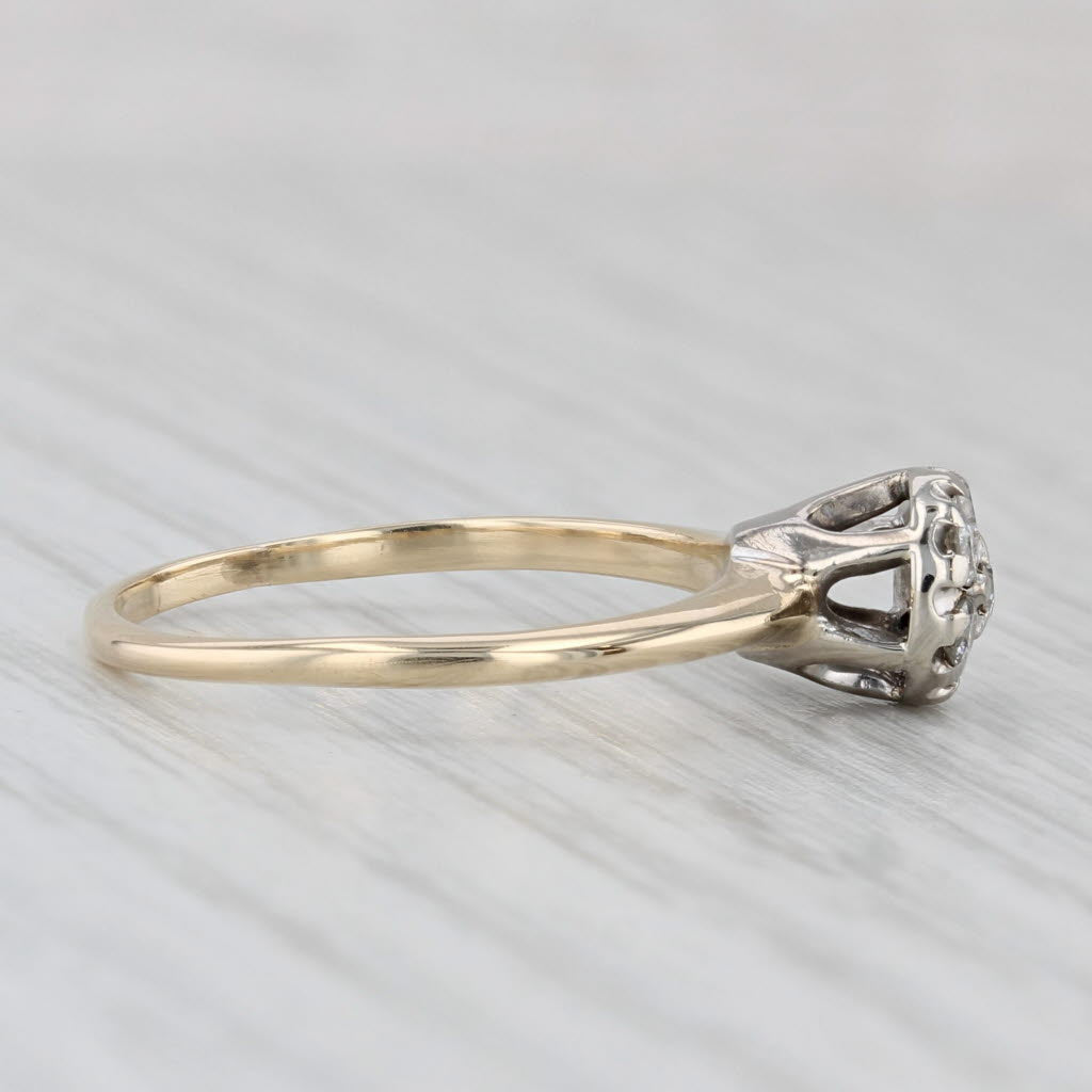 Vintage 0.21ctw Diamond Flower Cluster Engagement Ring 14k Gold Size 6.75