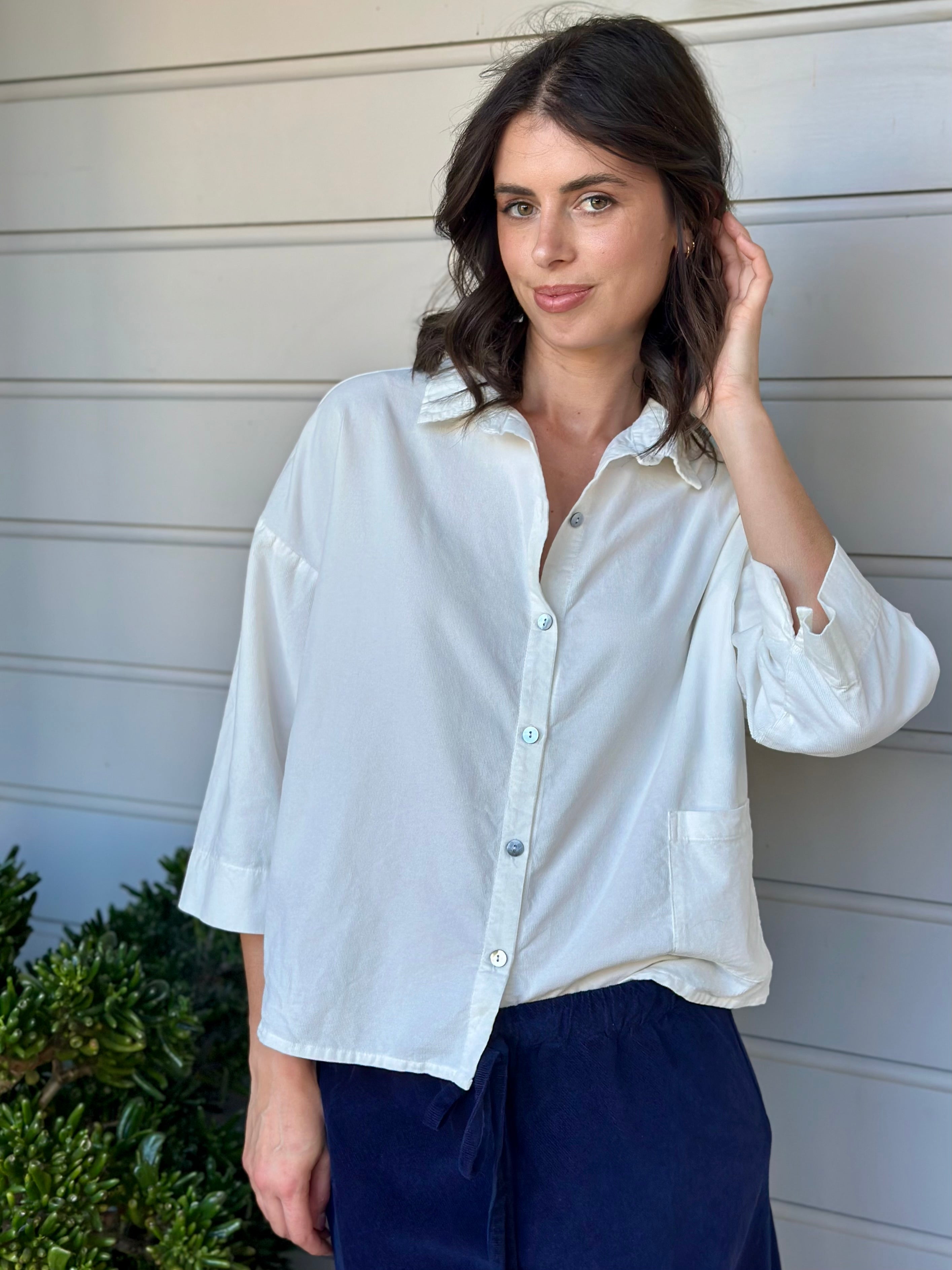 deanna shirt - winter white cord