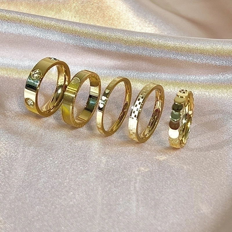 1 Piece Minimalist Heart Shape Bow Knot Titanium Steel Plating Rings