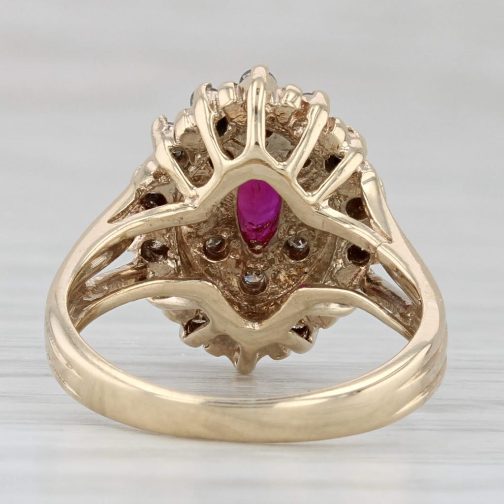 0.50ctw Ruby Diamond Halo Ring 14k Yellow Gold Size 2.75