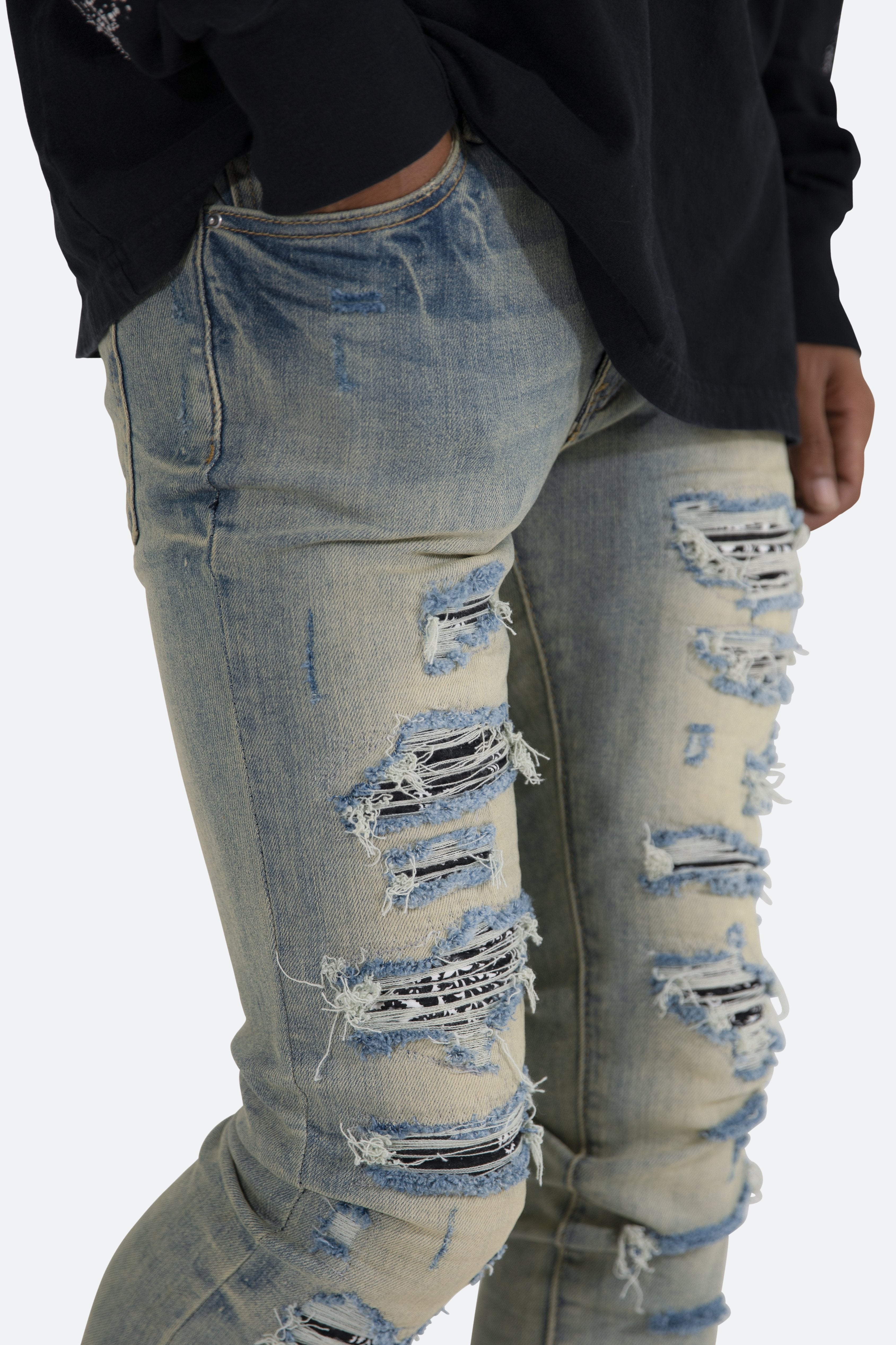 X165 Paisley Skinny Denim - Blue/Black