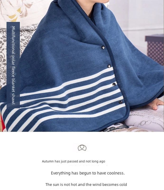 Fleece Lamb Fleece Lazy Blanket Multifunctional Moisture Absorption Heating Blanket Flannel Shawl Blanket Lunch Break Blanket