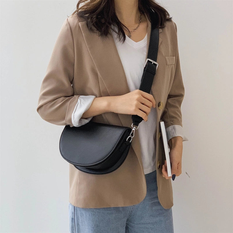 Bag Women's Bag Simple Texture Trendy Spring And Summer Internet Trendy High-end Shoulder Crossbody Bag Saddle Bag