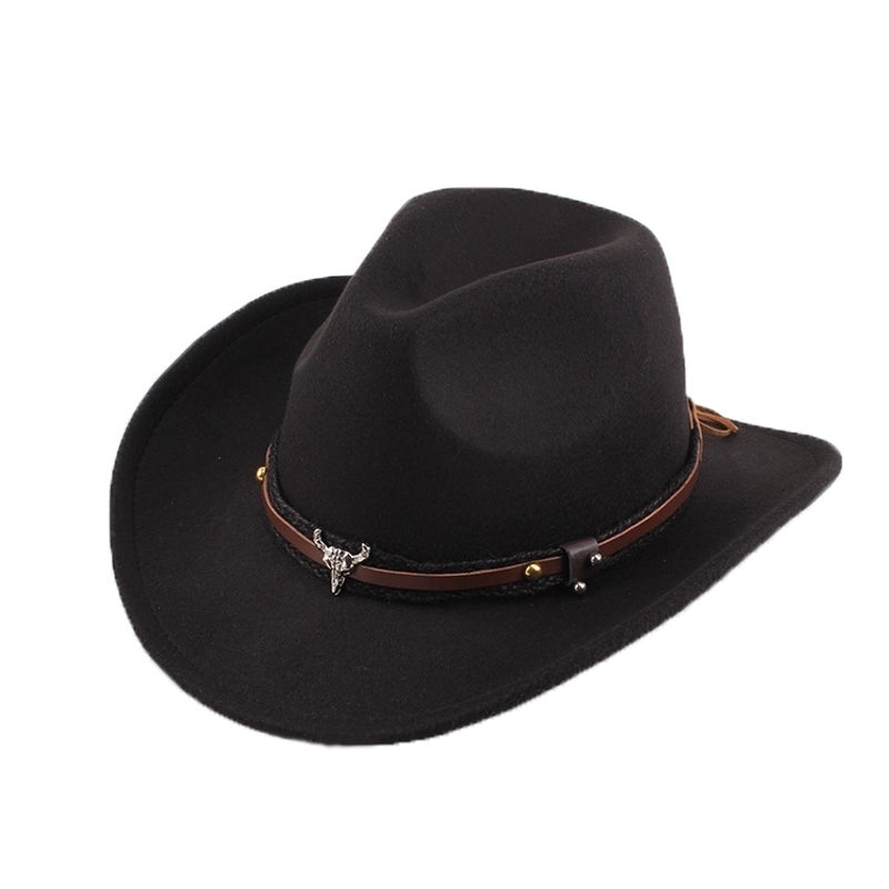 Ethnic Style Topper Hat Western Cowboy Hat Tibetan Tibetan Performance Hat Woolen Hat Central Retro Woolen Hat