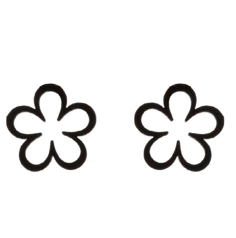 Minimalist Heart Shape Flower Stainless Steel Ear Studs 1 Pair