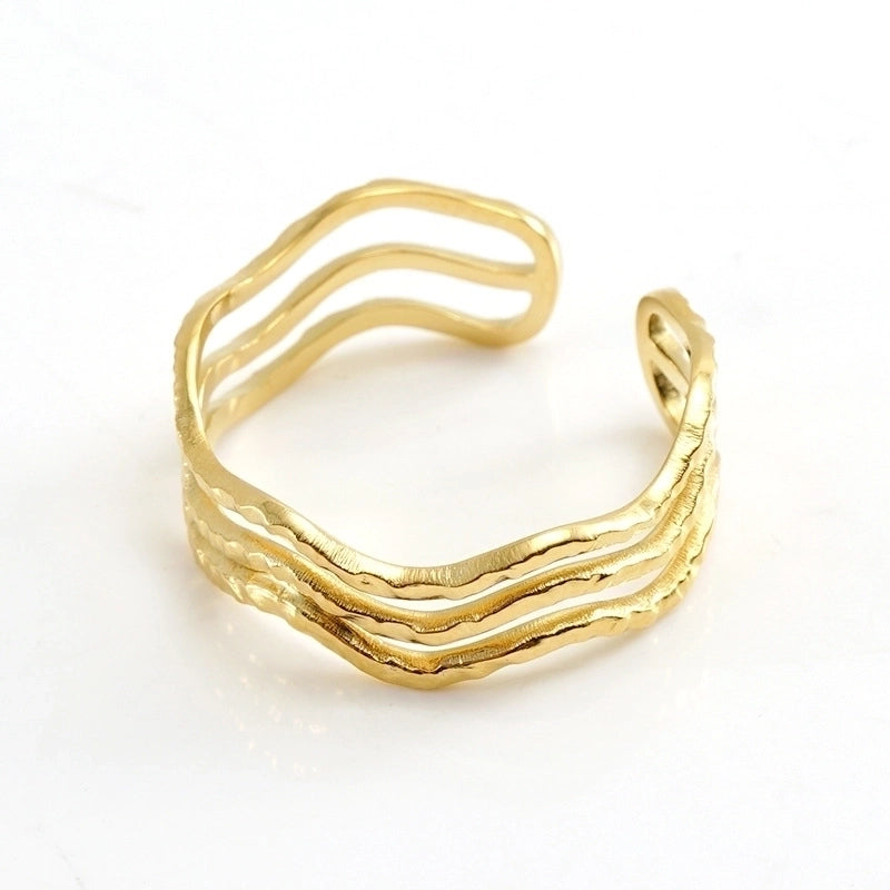 Retro Geometric 304 Stainless Steel Titanium Steel 18K Gold Plated Plating Stainless Steel Rings