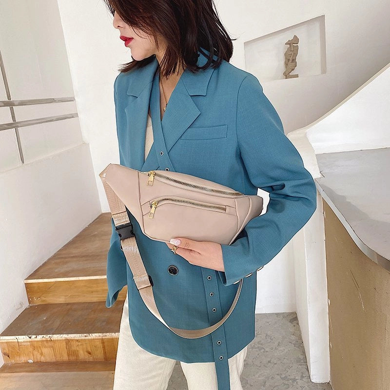 Women's Streetwear Solid Color Pu Leather Waist Bags