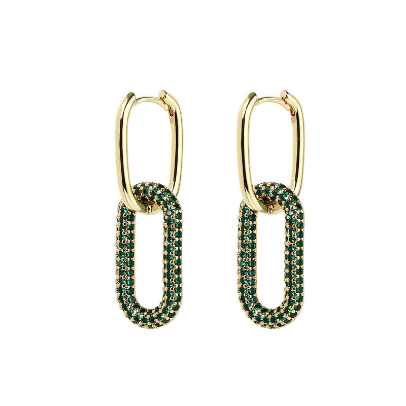 Minimalist Elegant Women Star Hollow Geometric Metal Geometric Zircon Earrings