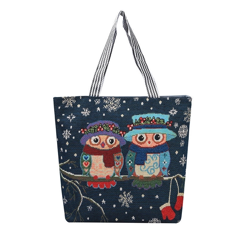 Women's Ethnic Style Letter Canvas Shopping Bags