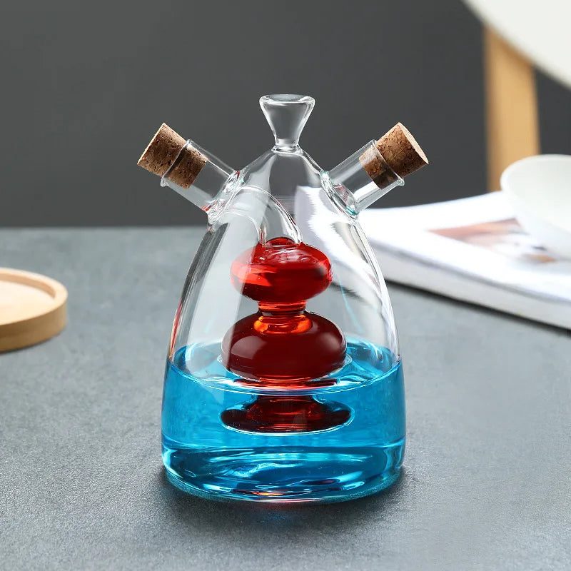2-IN-1 GLASS OIL POT DOUBLE SOY SAUCE & SEASONING BOTTLE VINEGAR STORAGE