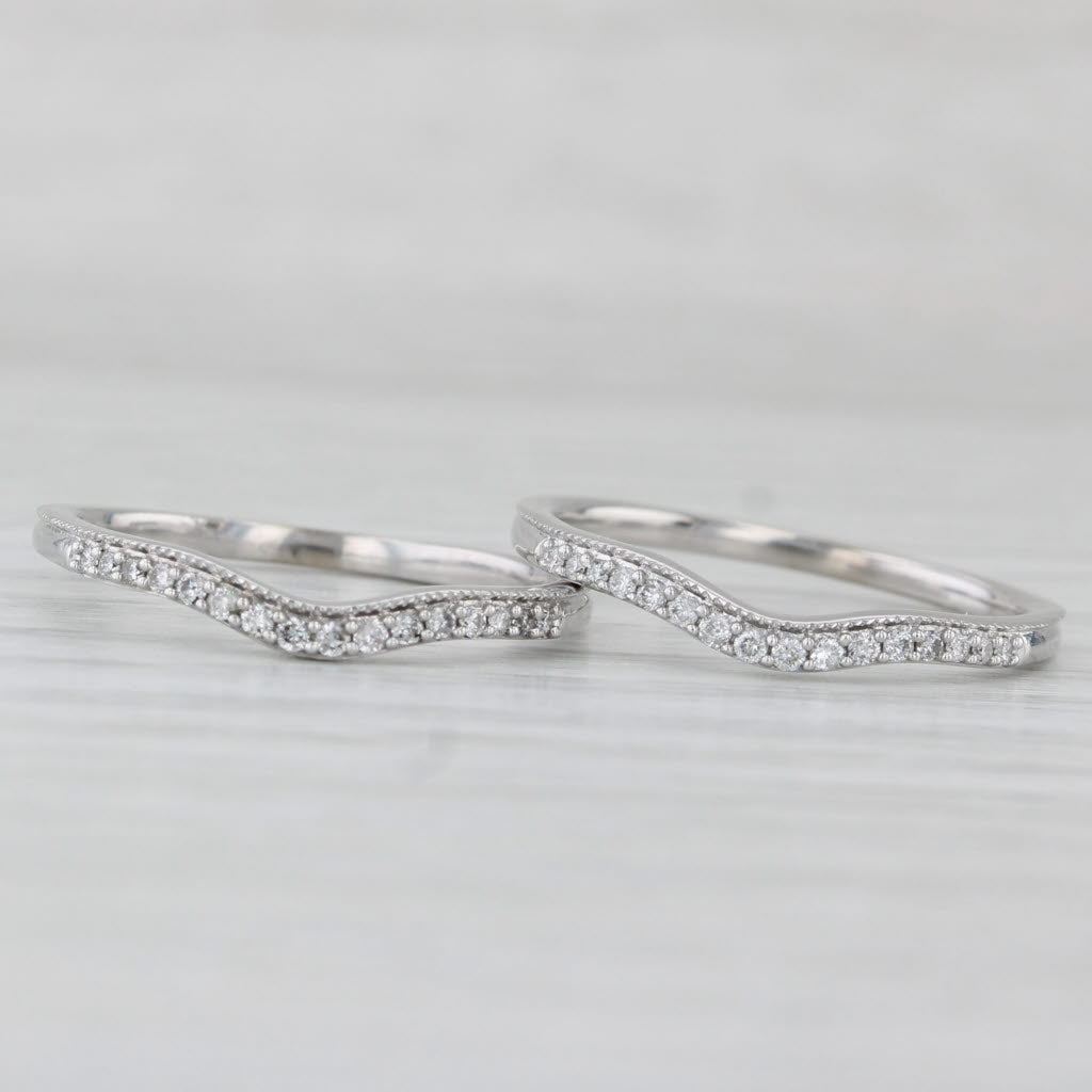 0.20ctw Diamond Wedding Bands Set of 2 Rings 10k White Gold Size 7