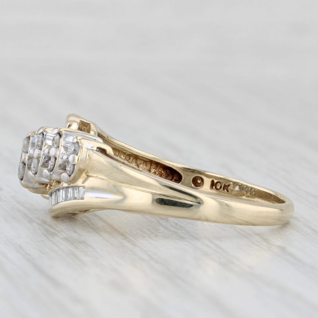 0.50ctw Tiered Diamond Bypass Ring 10k Yellow Gold Size 9