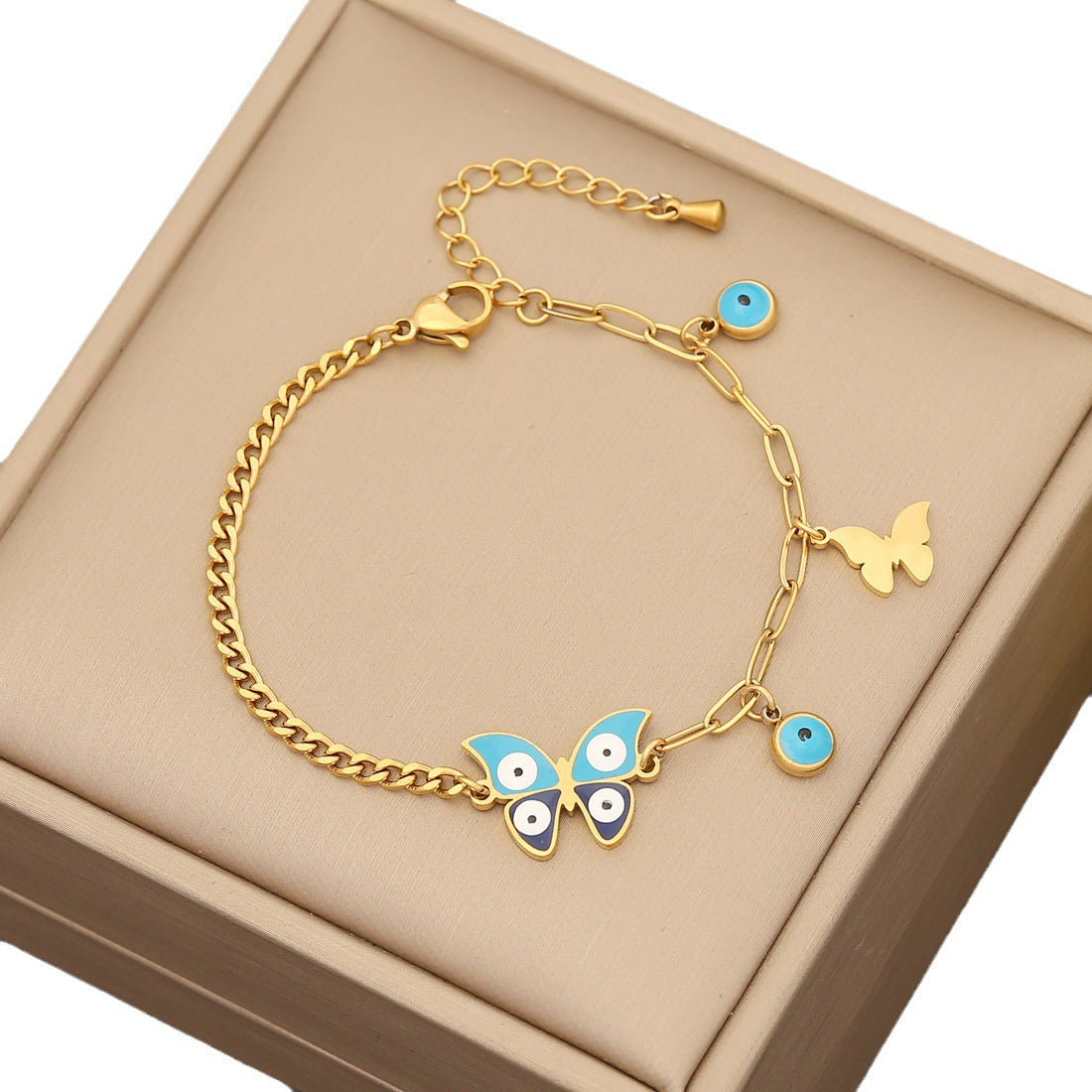 Women Expressive Eye Heart Stainless Steel Oil Dripping Bracelets