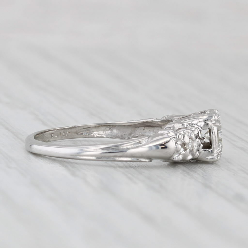 Vintage 0.10ctw Diamond Engagement Ring 14k White Gold Size 4.5