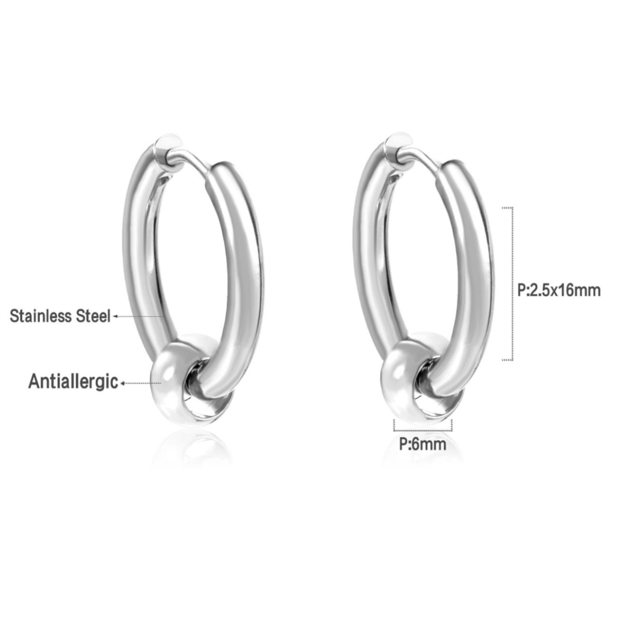 12mm Ball hoops - Silver