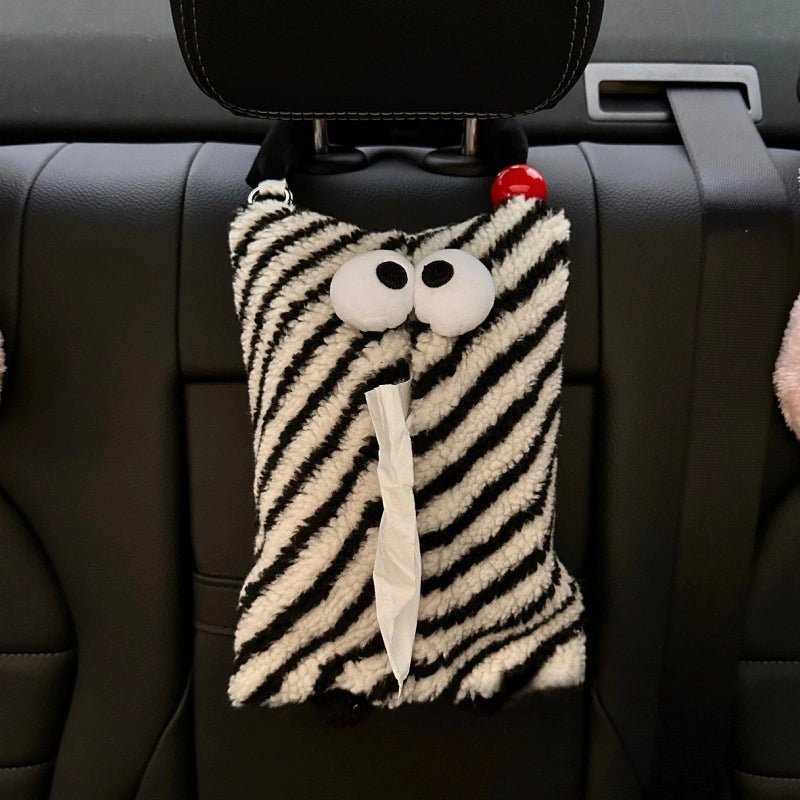 Cartoon Plush Monster Hanging Car Tissue Box