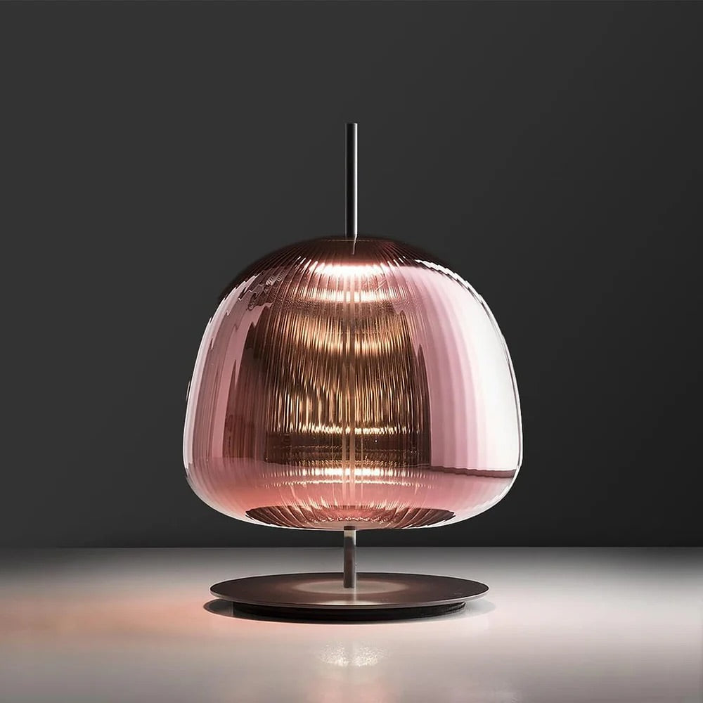 Ribbed Glass Table Lamp Red and Green