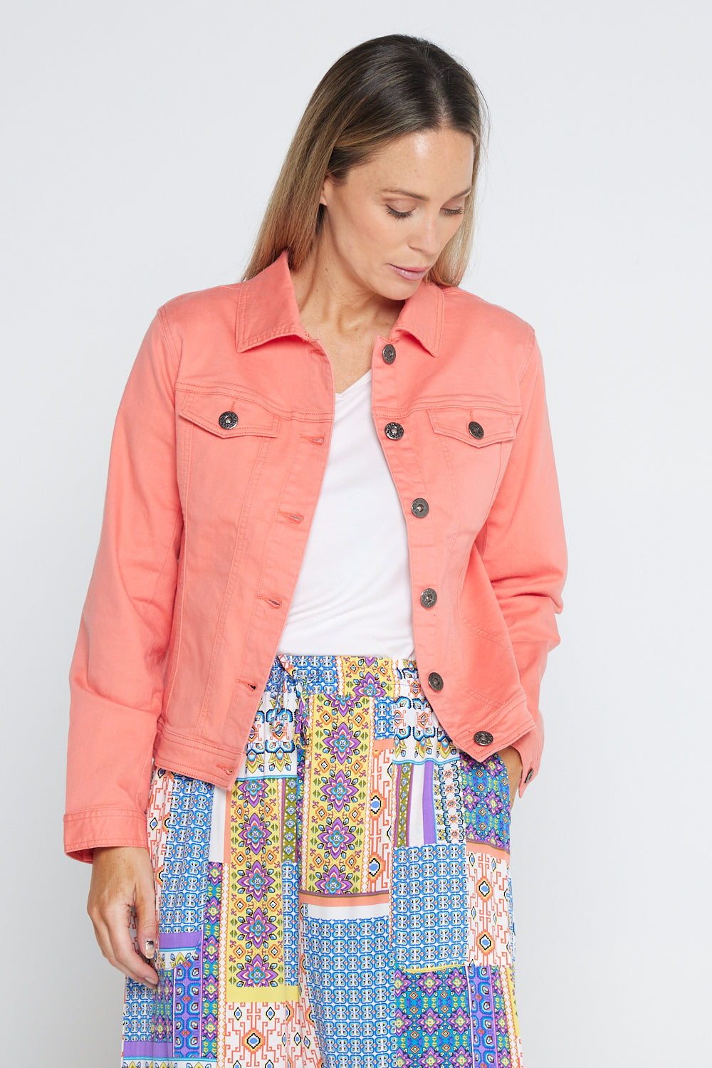 Michigan Denim Jacket - Coral