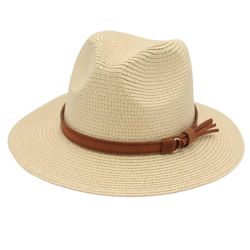 Unisex Pastoral Solid Color Wide Eaves Straw Hat
