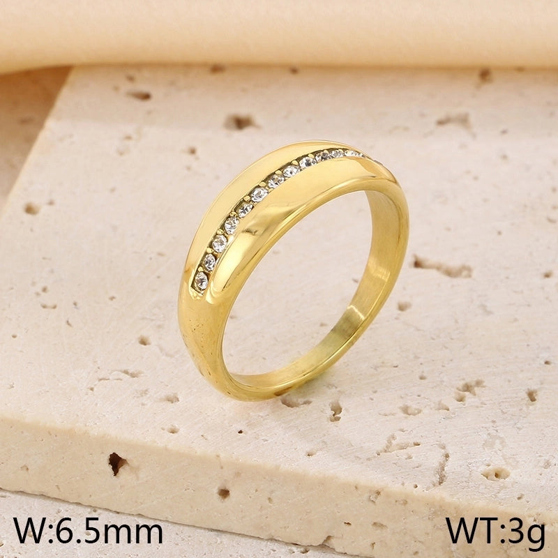 Vintage Style Minimalist Classic Style Geometric 304 Stainless Steel 18K Gold Plated Rings