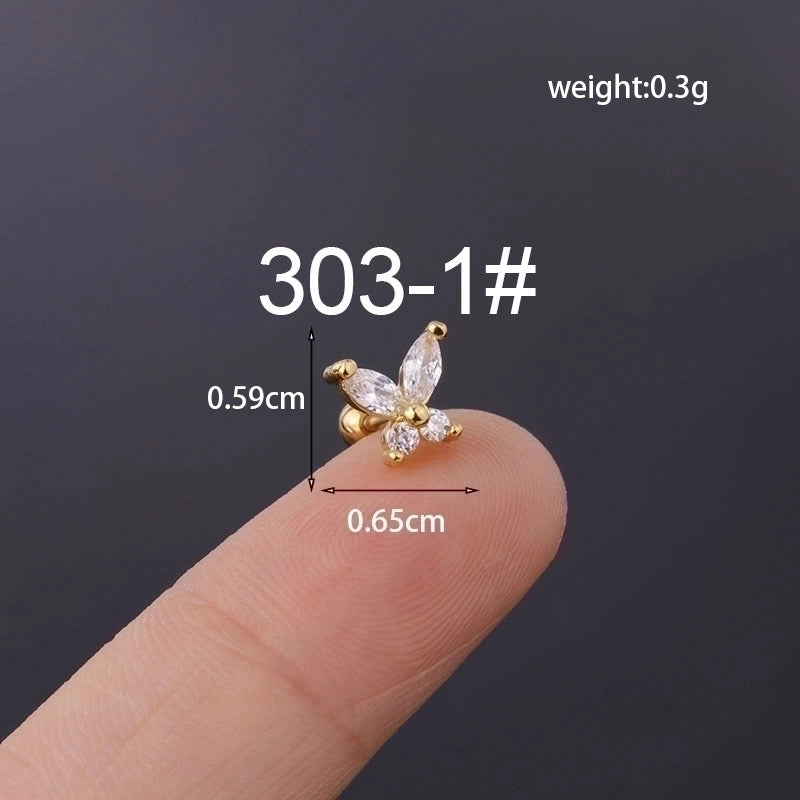 Ear Cartilage Rings & Studs Pastoral Insect Copper Plating Artificial Gemstones