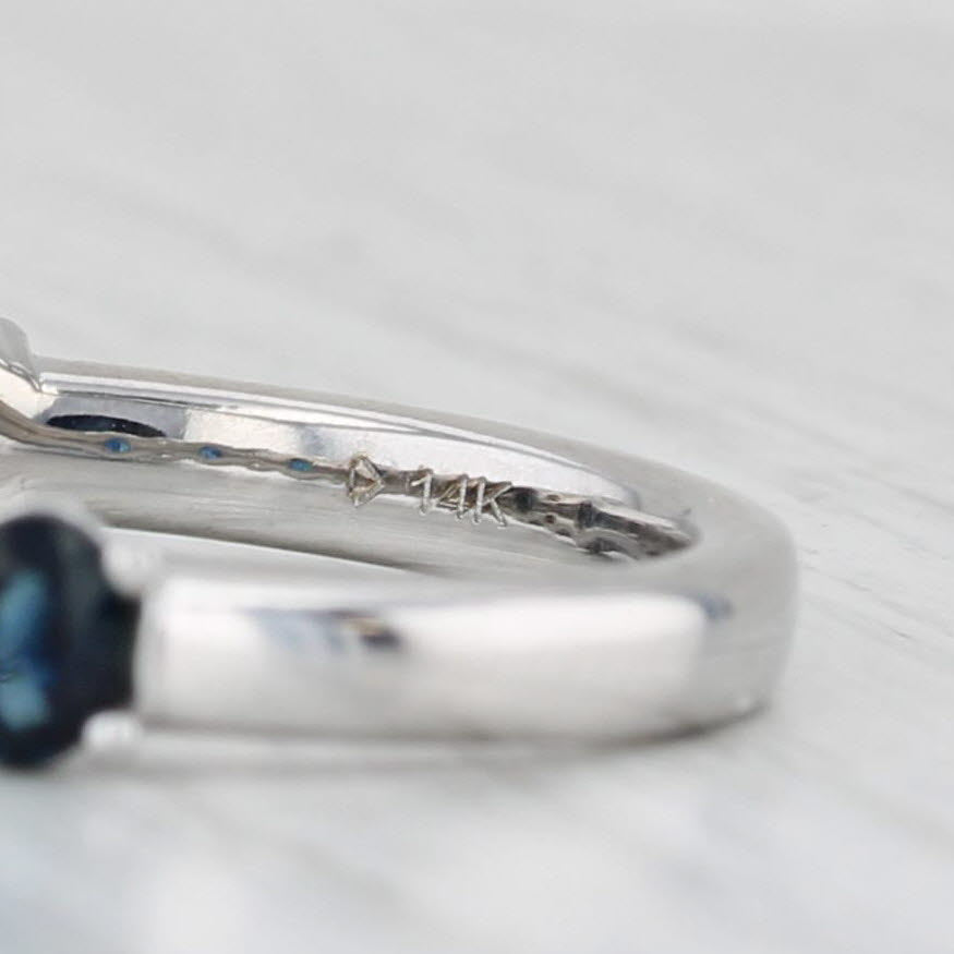 2.05ctw Blue Sapphire Diamond Ring 14k White Gold Size 8.75 Stackable Wedding