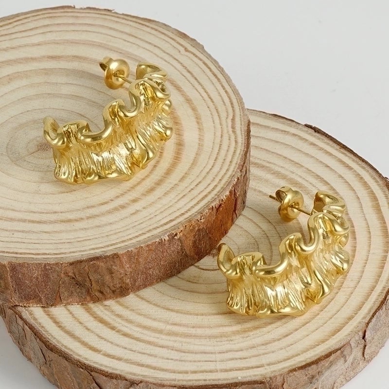 1 Pair Classical Minimalist C Shape Irregular Plating Stainless Steel 18K Gold Plated Ear Studs