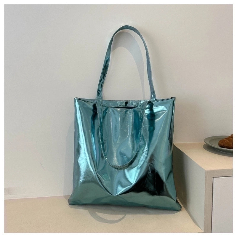Women's Large Pu Leather Solid Color Streetwear Square Zipper Shoulder Bag Handbag Tote Bag