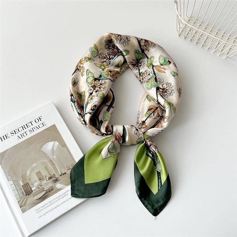Women's Preppy Style Sweet Minimalist Plant Polyester Printing Silk Scarf