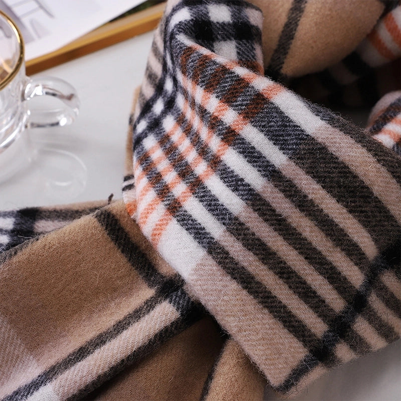 Women's Vintage Style Sweet Minimalist Stripe Plaid Artificial Wool Scarf