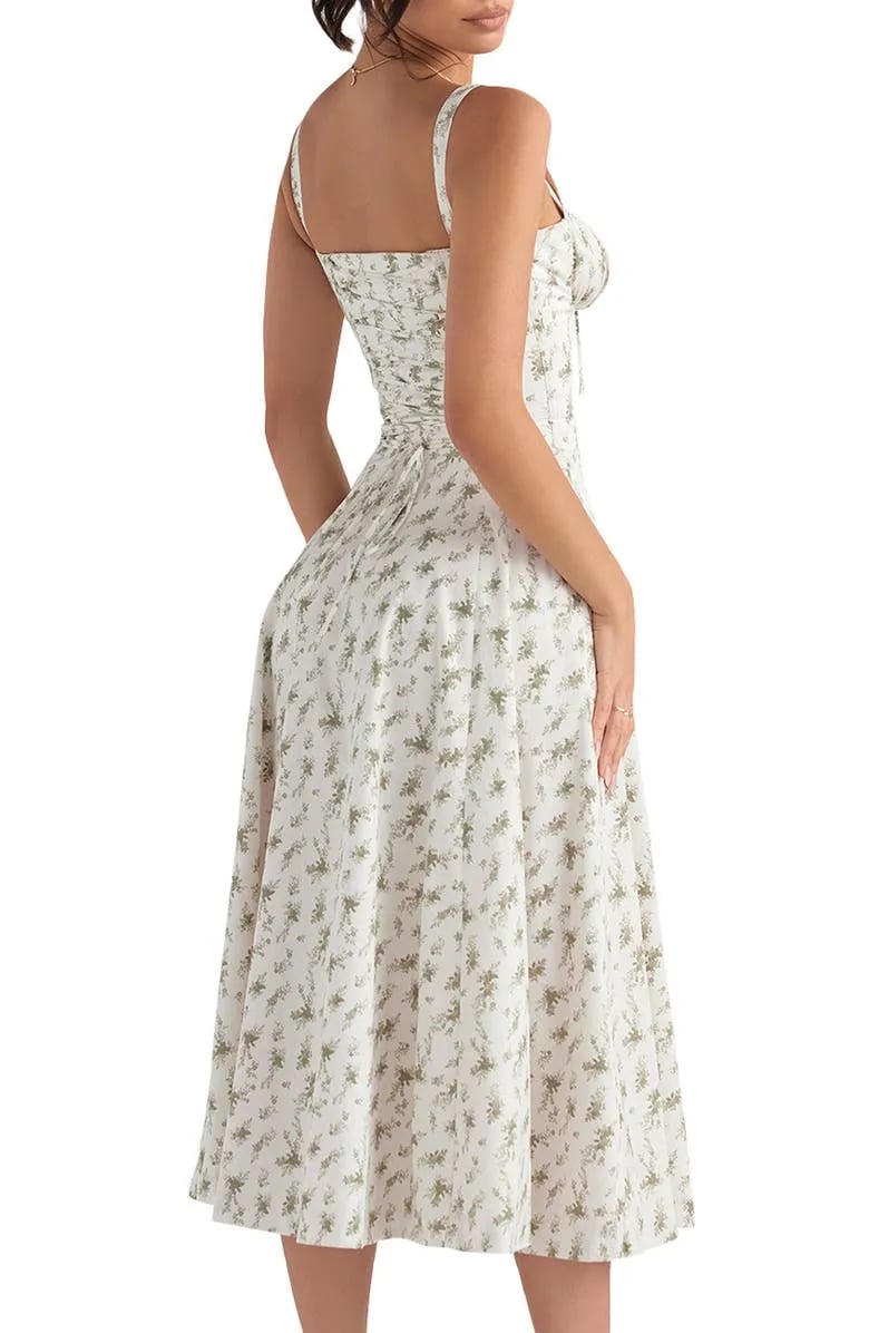 Vestido Moldeador De Cintura Con Corpiño Floral