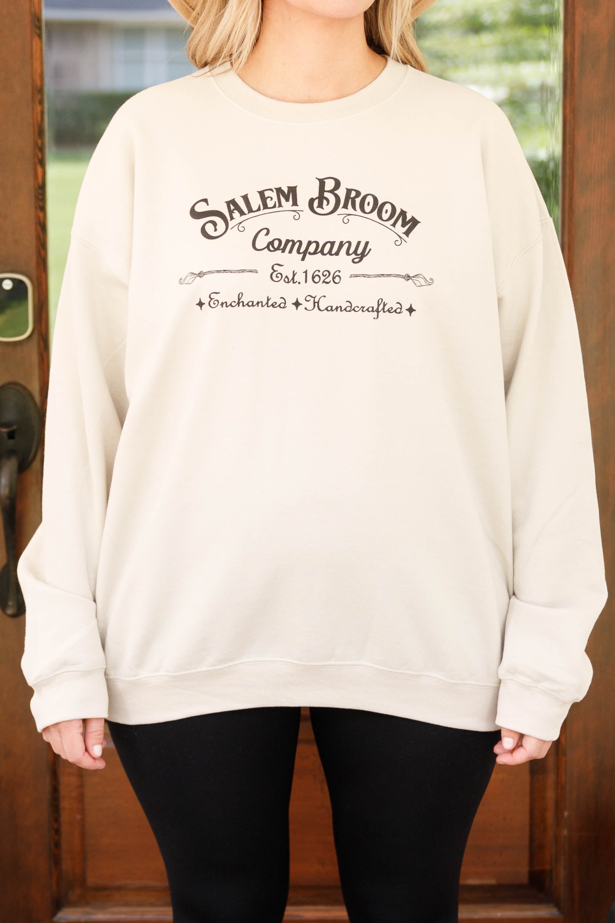 Salem Broom Company Sweatshirt. Sand