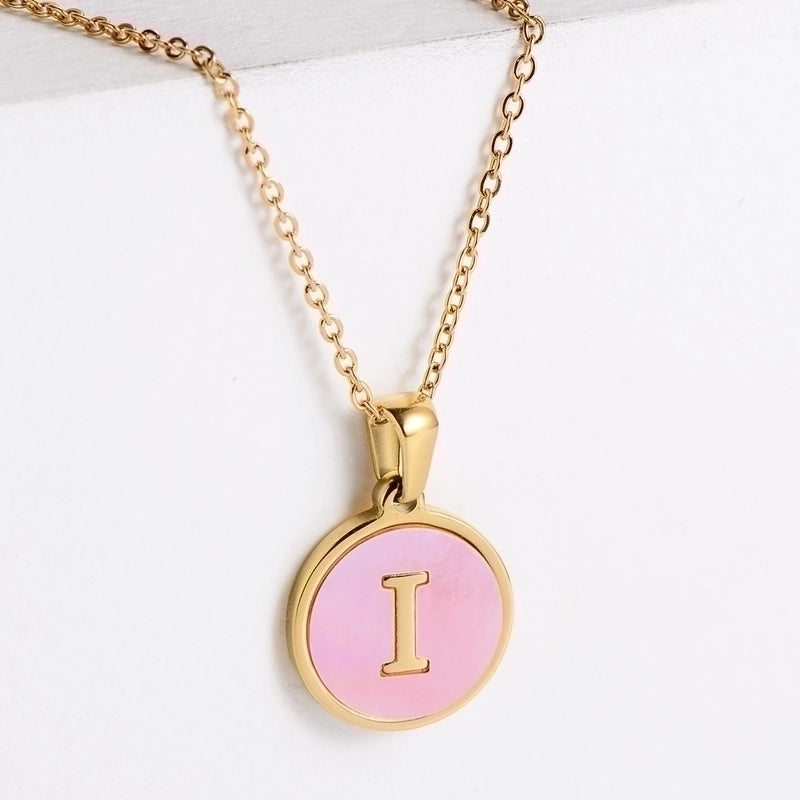 304 Stainless Steel 18K Gold Plated Fashion Plating Letter Shell Pendant Necklace