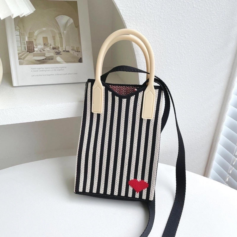 Women's Small Polyester Stripe Plaid Flower Vintage Style Open Crossbody Bag