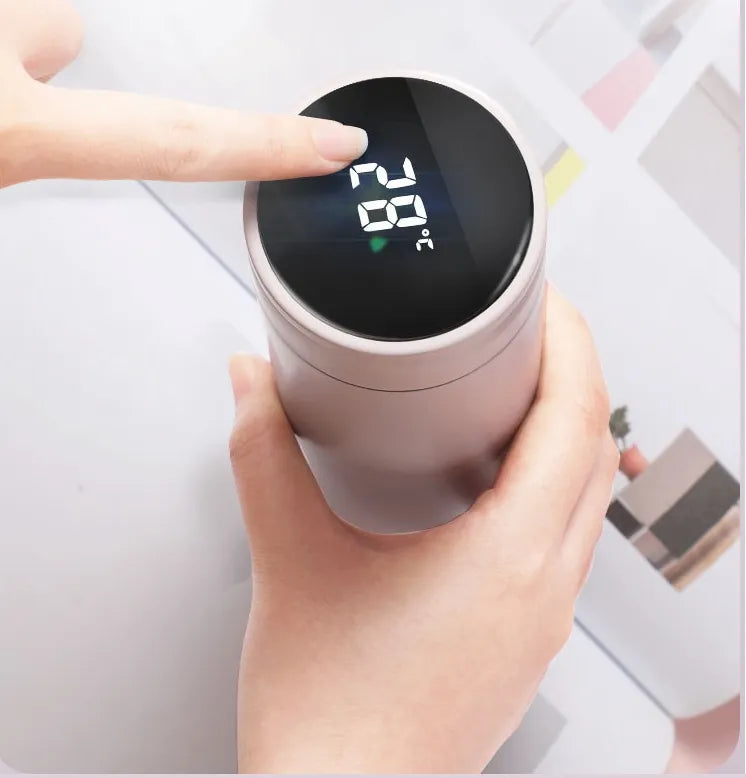 Smart Stainless Steel Water Bottle with LED Temperature Display - 500ml