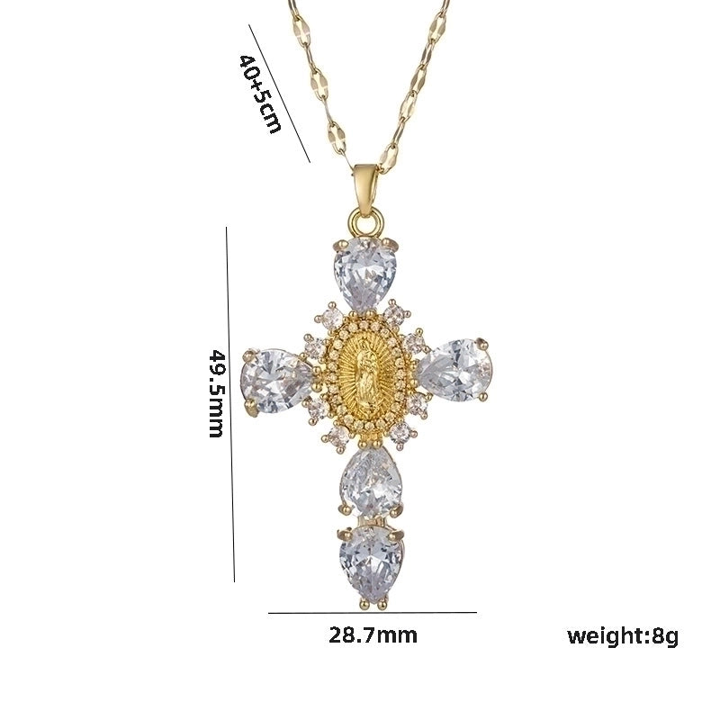 Titanium Steel Elegant Cross Plating Pendant Necklace