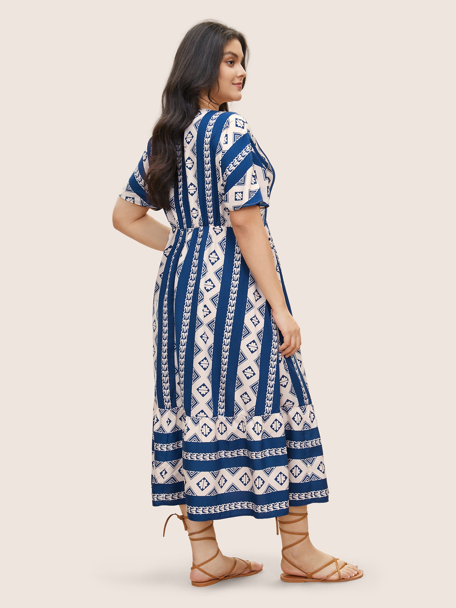 Bandana Print Patchwork Elastic Waist Dress