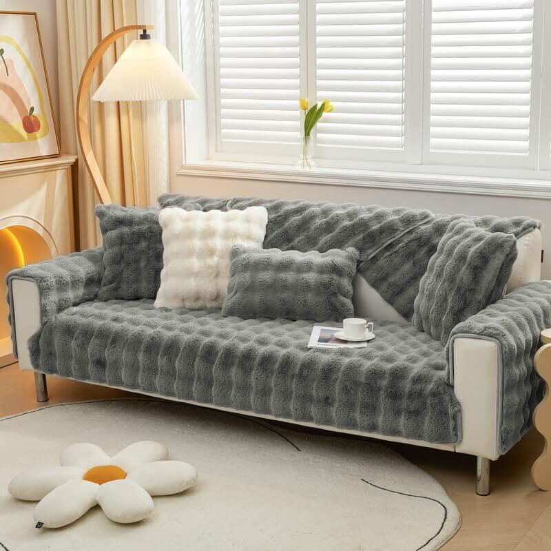 Cozy Plush Solid Colour Non-slip Couch Cover