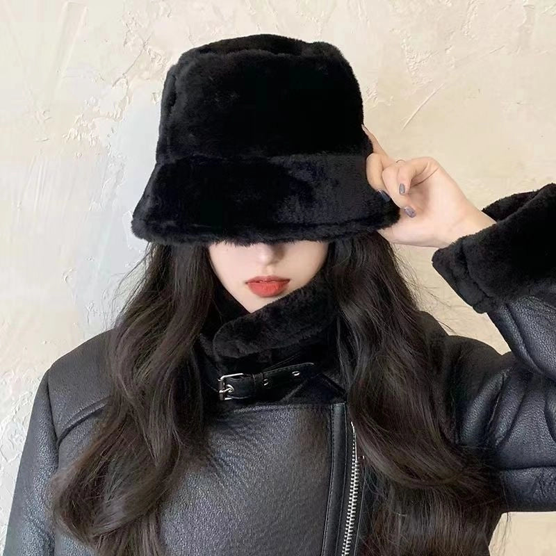 Leopard Print Vintage Fisherman Hat Autumn And Winter Thickened Warm Plush Hat Women's Korean-style Trendy Zebra Pattern Basin Hat Trendy