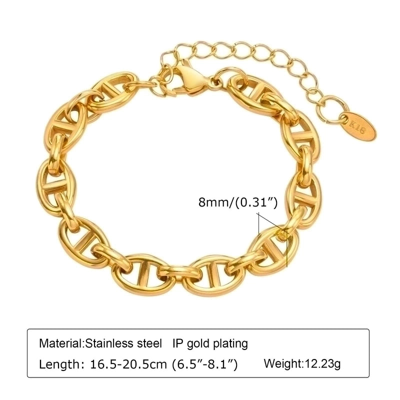 Solid Color 304 Stainless Steel 18K Gold Plated Bracelets In Bulk