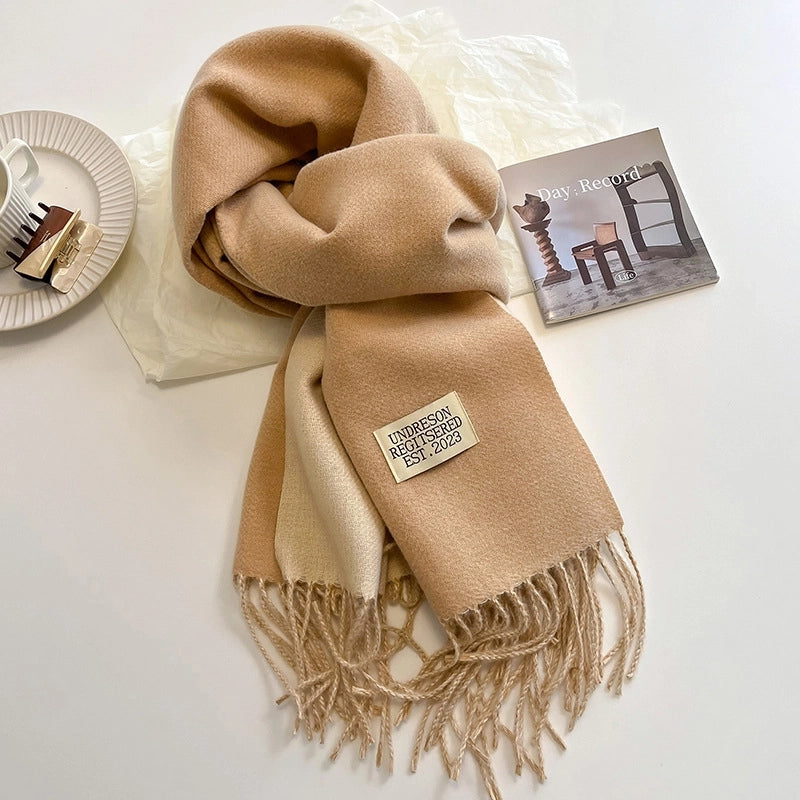 New Scarf Autumn And Winter Popular Color Matching Cashmere High-grade Warm Shawl Student Fashion Scarf Female