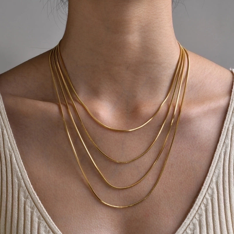 Minimalist Solid Color Titanium Steel Gold Plated Plating Necklace