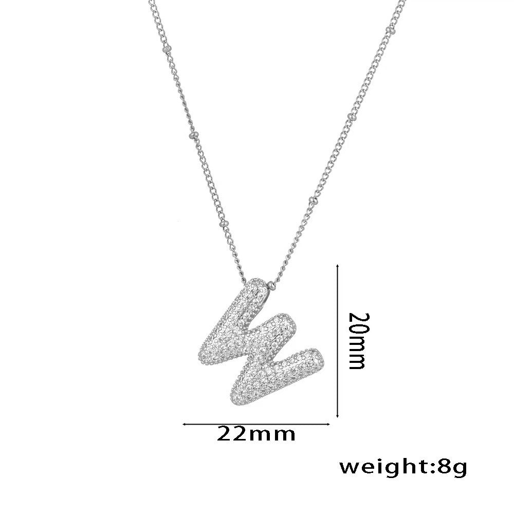 New Micro-Inlaid Zircon 26 Letter Pendant Necklace Copper Plated 18K Gold Fashionable And Classic